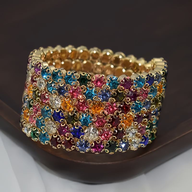 

Creative Multi-layer Bracelets, Bracelets, Alloy Jewelry, Colorful Rhinestones, Elegant And Luxurious Style, Personalized Party Wear