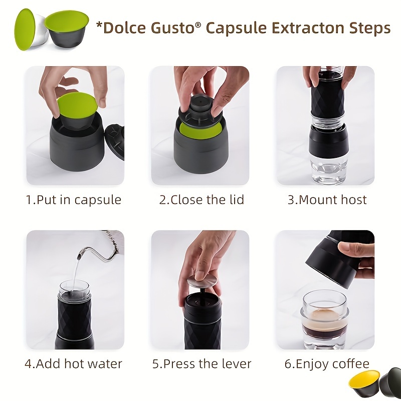 1pc travel coffee maker portable espresso machine manual espresso with rich thick crema mini coffee maker using capsule ground coffee handy espresso maker for travel camping outdoor hiking use details 6