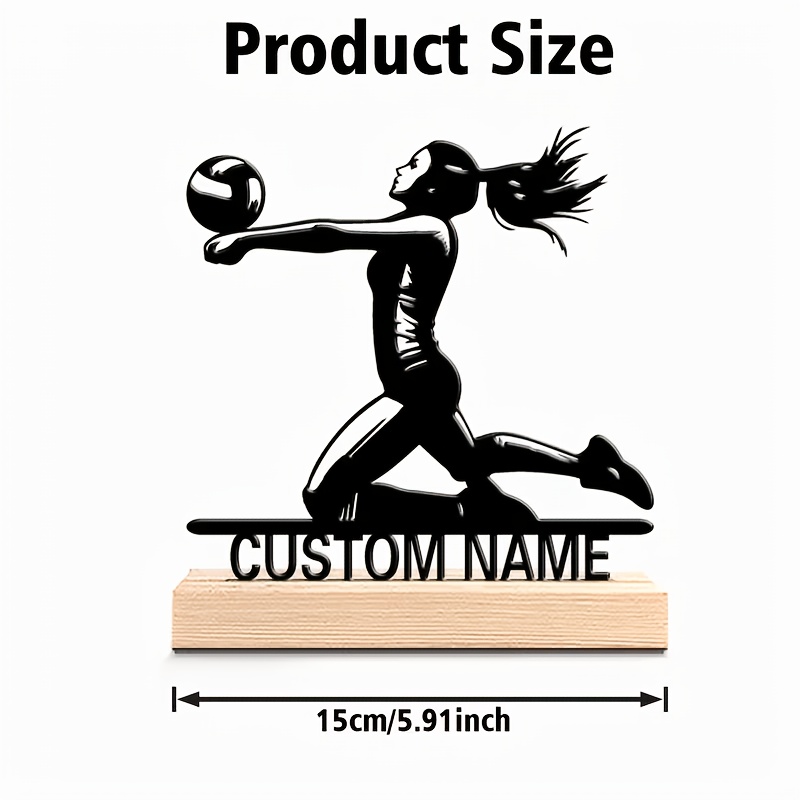 TEMU 1 Custom Metal Hitting Statue Ornament, Custom Name Women's Volleyball Save Ball Metal Wire Carving Ornament, Volleyball Enthusiast Desktop