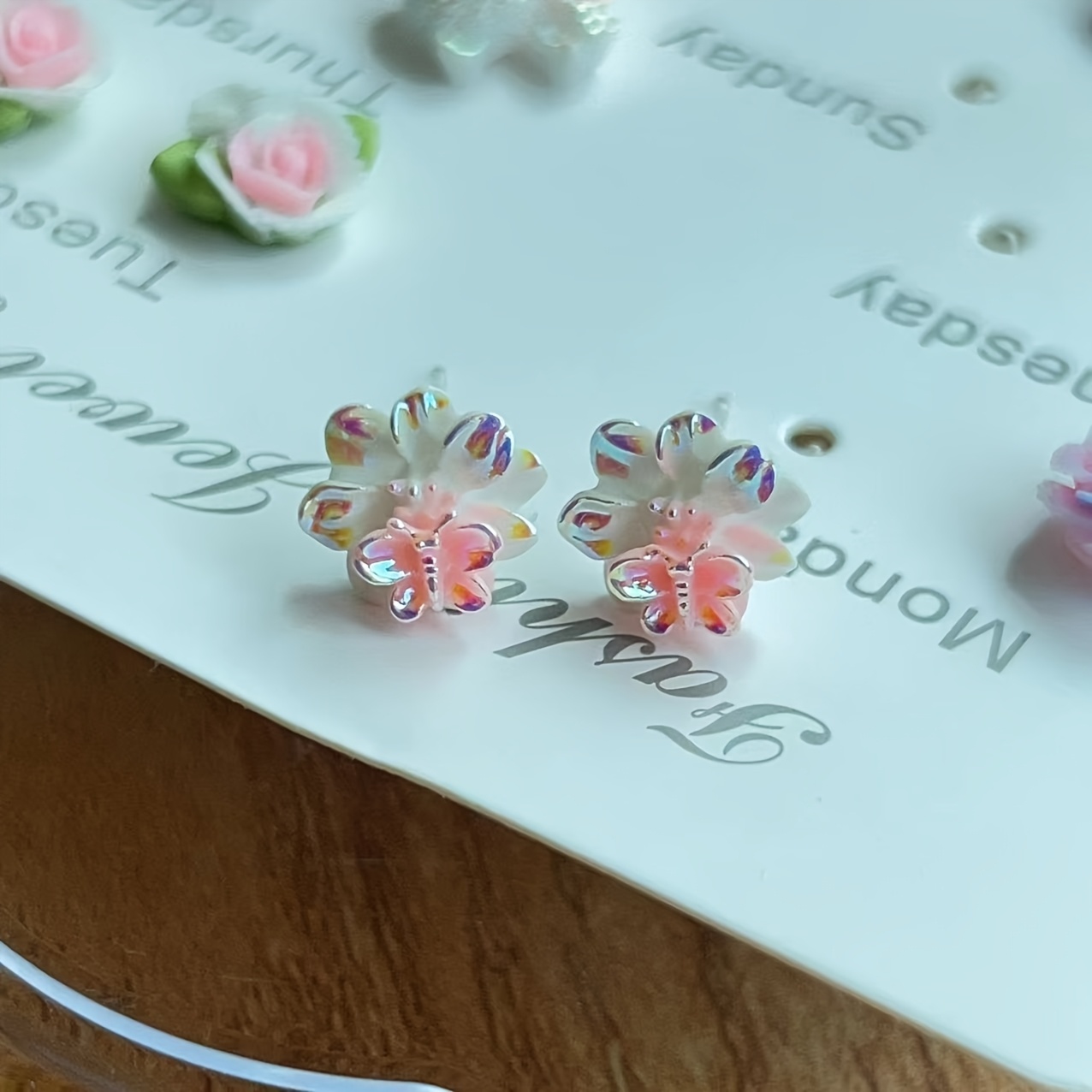 Floral Resin Earrings Gift Set with Plastic Posts