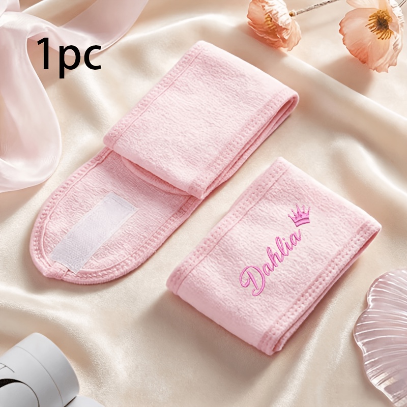 TEMU de corona bordada personalizada con /texto personalizado - Banda para el pelo autoadhesiva y ajustable, adecuada para yoga, gimnasio, spa,