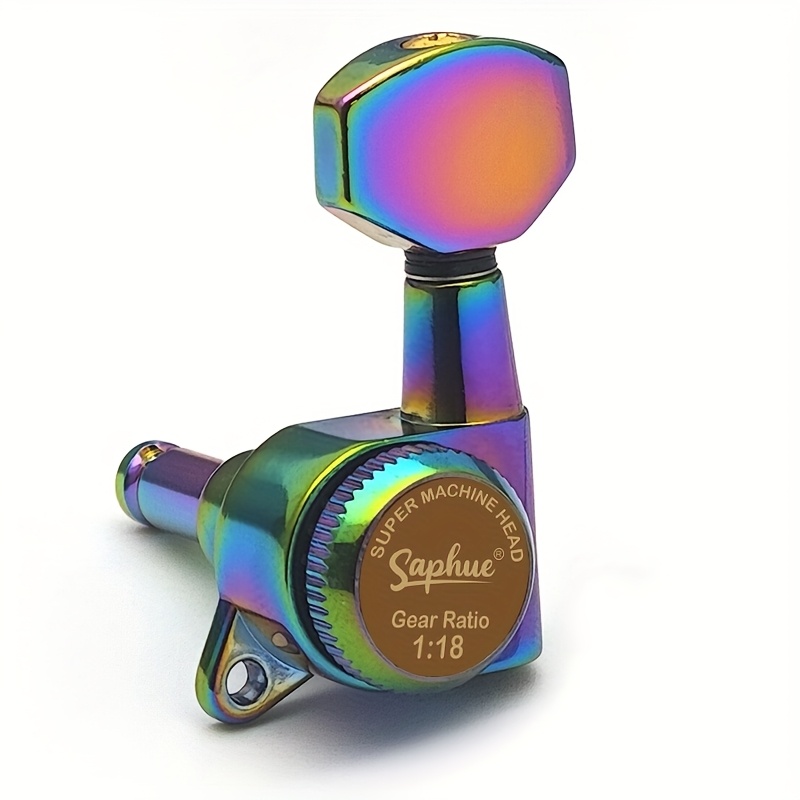 SAHUE Locking Guitar Tuner, Heavy-Duty Locking System with 1:18 String Winding Mechanism, Hex Handle & Rainbow Color-Coded Pegs, Quick-Change Tuning, Compatible with Classical/Electric/Bass Guitars