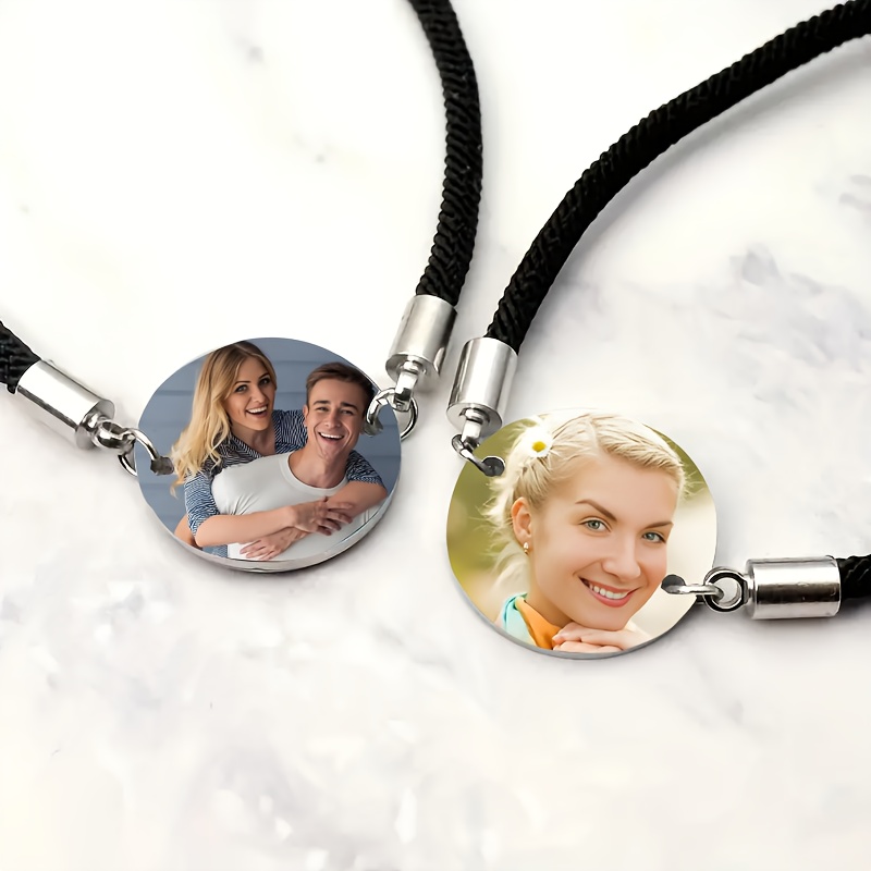 

Custom Photo Adjustable Bracelet - Personalized Stainless Pendant With , Ideal For Father's Day, Day, Valentine's, Thanksgiving, Halloween Gifts