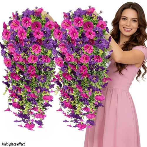 6pcs artificial hanging flowers outdoor decorations outdoor artificial flowers flowers with eucalyptus leaves multi purpose artificial flowers suitable for home decor outdoor courtyards