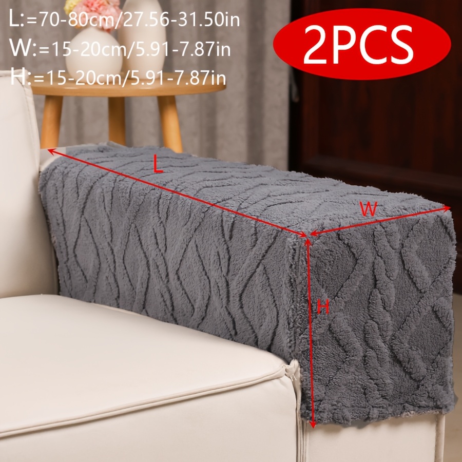 Image of 2pcs Plush Velvet Quilted Sofa Armrests, Layered Thickened Sofa Covers, Warm For Autumn And Winter, Machine Washable, Anti-slip And Dust-proof, Protecting Sofa, Pet- Decor
