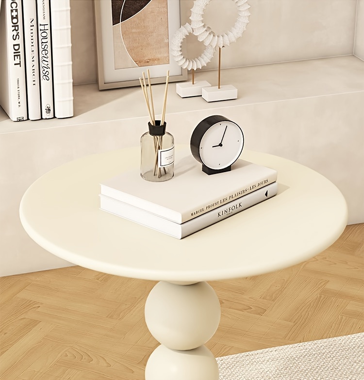 modern nordic inspired round side table creamy white metal portable   room balcony or bedside no   details 7