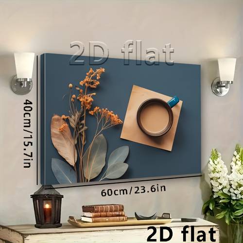 2d flat 2d flat 1pc abstract landscape canvas wall art deep teal and brown minimalist nature painting with wrapped wooden frame 12x16 inches country style decor for living room kitchen