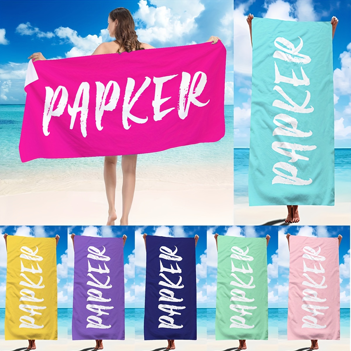 

1pc Personalized Beach Towel, Customized Beach Blanket With Name, Absorbent & Super Soft Bath Towel, Oversized & Lightweight Bath Towel, For Beach Outdoor Camping Bathroom, Ideal Beach Essentials