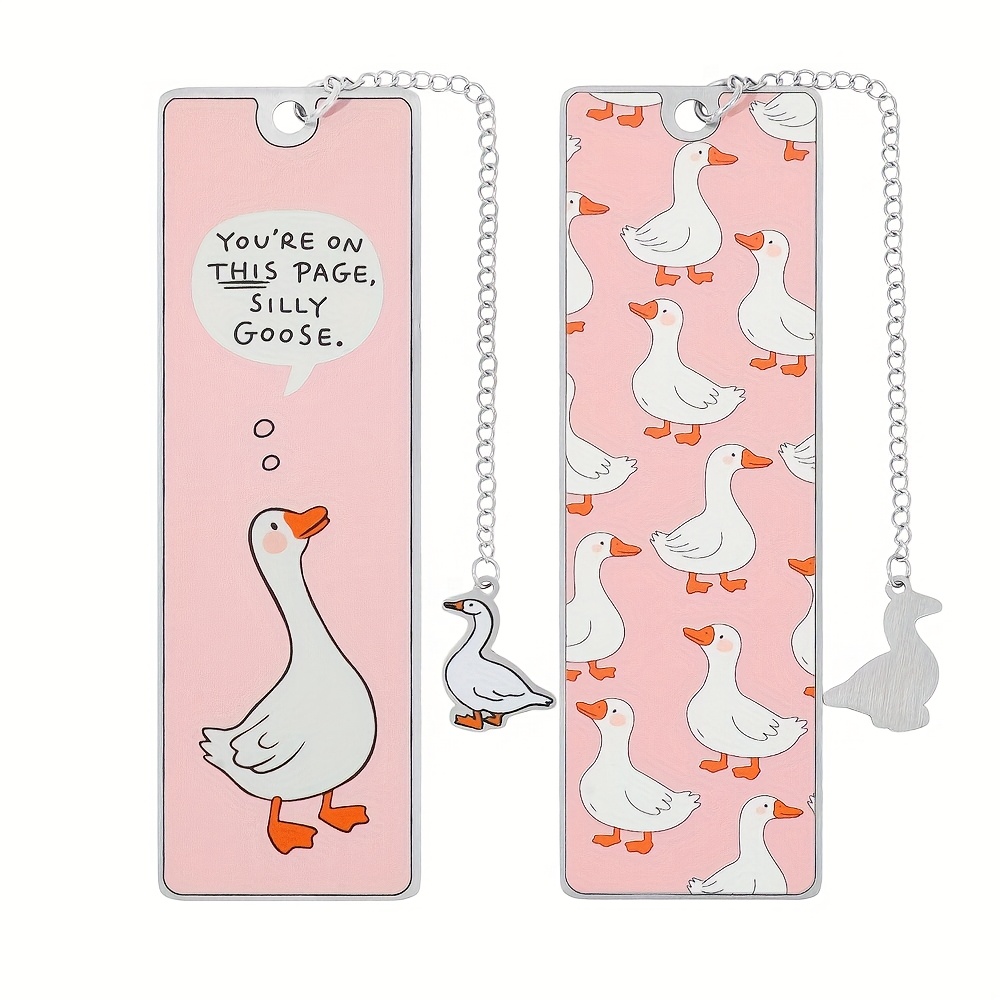 TEMU Adorable Double-sided Printing "silly Goose" Bookmark – Animal Page Holders, Cute Reading Gifts For /students, Unique Bookish Decor For