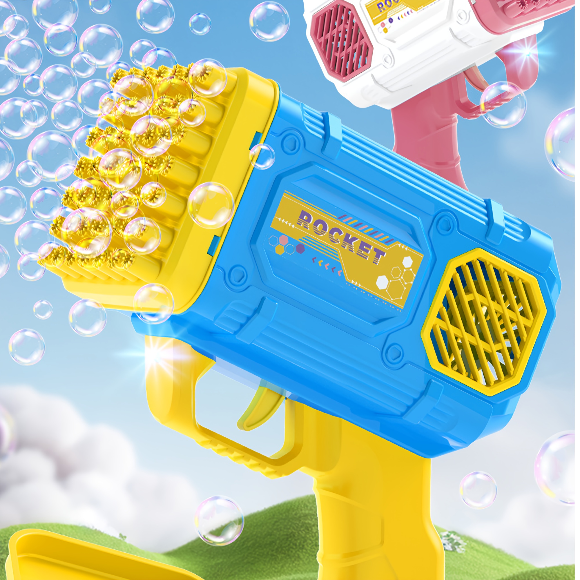 42 Holes Bubble Machine, Colorful Lights bubble gun for Kids(No Bubble Liquid Included), Automatic Bubble Blower Suitable for Parties And Outdoor And Other Multi-Scene Use