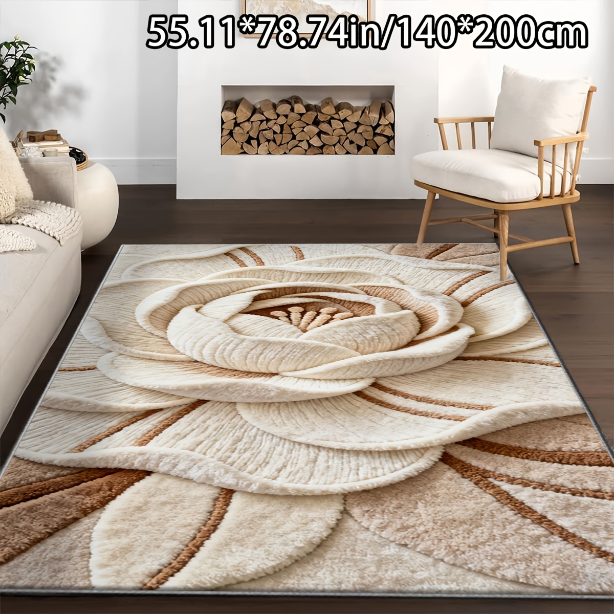 TEMU [open ][soft Plush   Dotted Plastic Bottom]home Decor Light Texture Pattern Versatile Decorative Style, Suitable For Living Room Carpets, Sofa