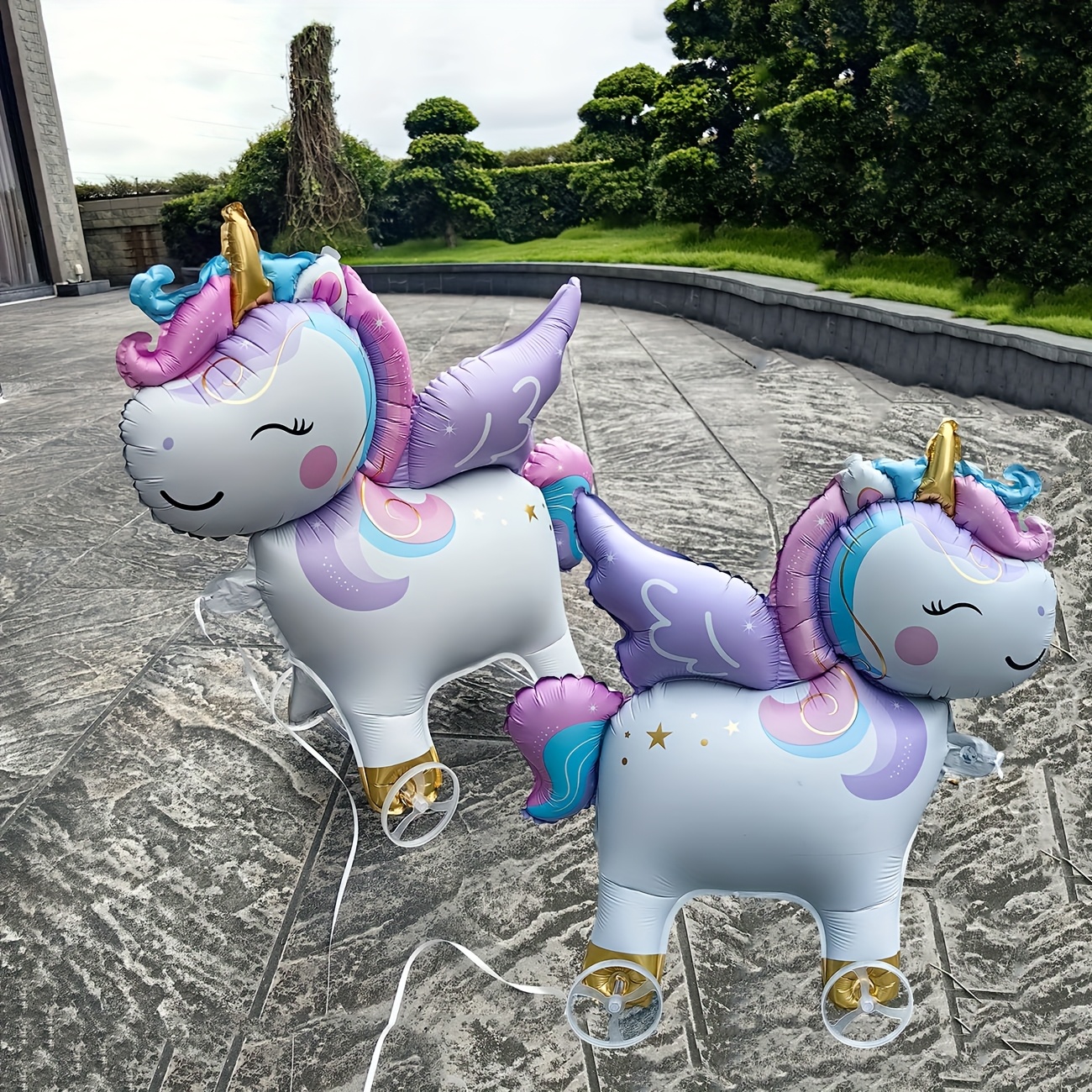 Image of 2pcs, Foil Balloon, Three-dimensional Walking Unicorn On Pulleys, Decorative Balloons, Wonderful Holiday Gifts, Holiday Event Site Decorations, Home And Office Placement