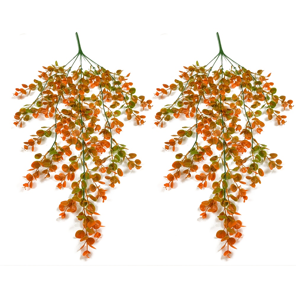 Image of 2pcs Autumn Artificial Hanging Plants - Leaf Faux Greenery, Uv-resistant Indoor Outdoor Decor, Ideal For , , And Mantels, Top For Festive Decoration - Holiday Gifts