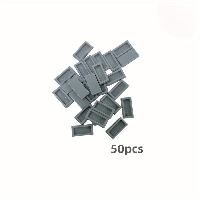 Image of 50pcs Building Blocks Educational Toy For Kids 1 X 2 Model Smooth Thin 6 Color Toy Parts Bulk Figures Flat Tile Bricks Toy For Kids Birthday Christmas Halloween Gifts