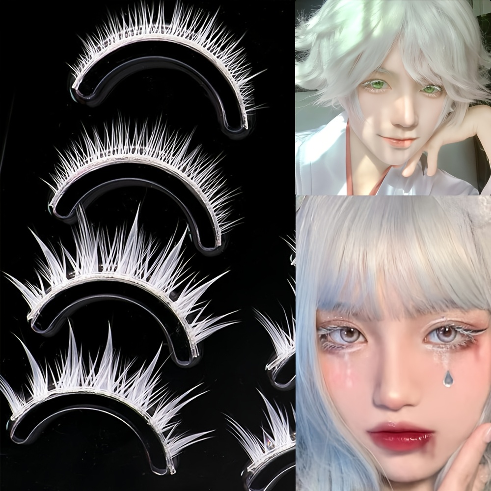 White Hard Stem False Eyelashes Upper And Lower Eyelash Combination Set Anime Wet Eye Cosplay Comic Exhibition Stage False Eyelashes