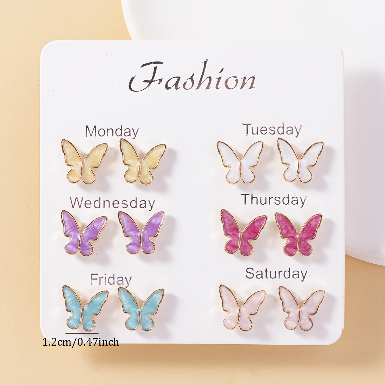 6 Pairs Multi-Color Butterfly Shape Earrings Set