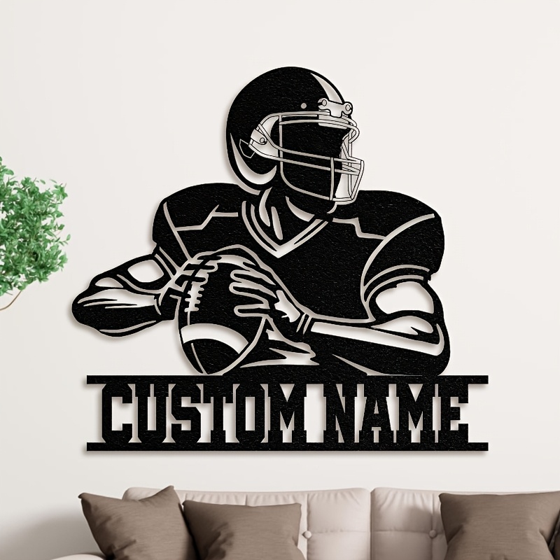 

Customizable Football Player Metal Wall Sign - Personalized Name, Weatherproof & , Ideal For Room Decor & Sports Fans Gift, Indoor/outdoor Use, Football Accessories