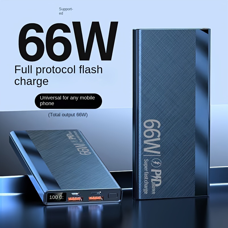 

Chargeur portable 10 000 mAh avec charge super rapide 66 W - Grande capacité - Convient à tous les téléphones portables