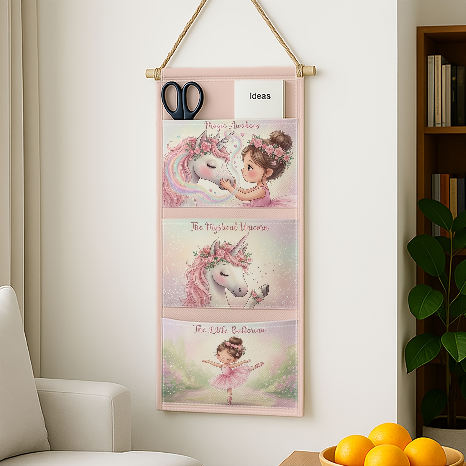 TEMU 1pc Romantic Fantasy Wall-mounted Storage Bag Unicorn Hanging Shelf Suitable For Living Room, Bedroom, Bathroom - Space-saving Door/wall Cabinet