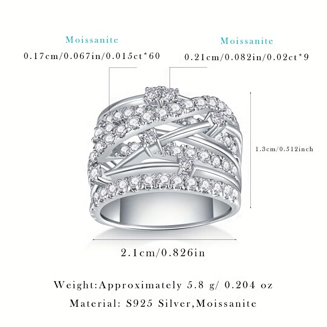 Elegant 925 Sterling Silver Ring with Laboratory Moissanite