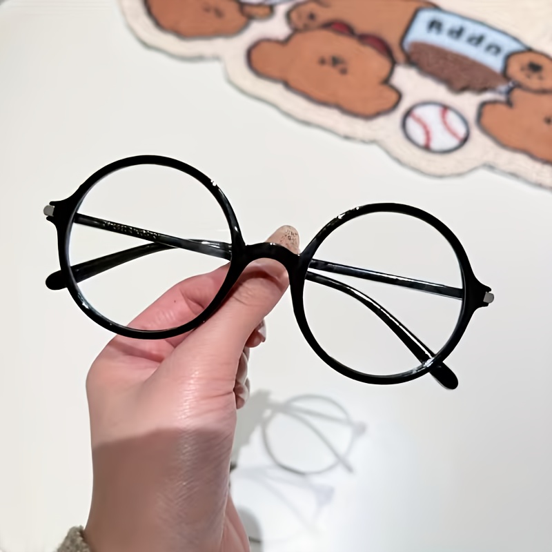 1pc Fashion Retro Round Frame Clear Lens Unisex Glasses, Round Frame, Minimalist Style, Black Frame, Frame