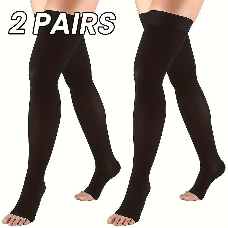 TEMU Open-toe Knee Thigh High Compression Stockings Over The Knee For Women Men Long Socks Suitable Running Sport Cycling Gym