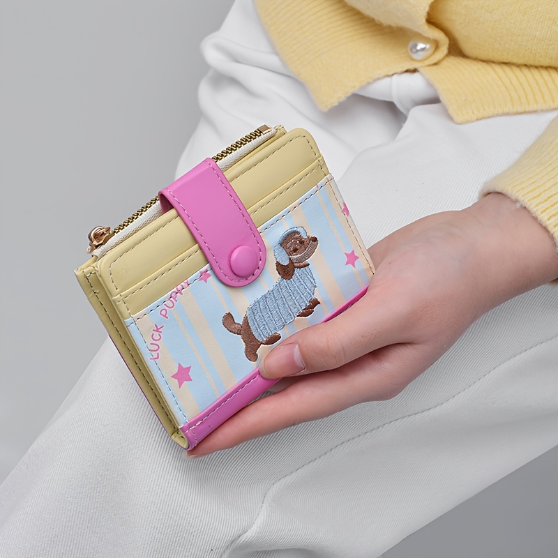 TEMU Cute Coin Purse, Wallet, Women's Cartoon Dog Zipper Card Holder, Small Snap , Daily Use Gift For Ladies