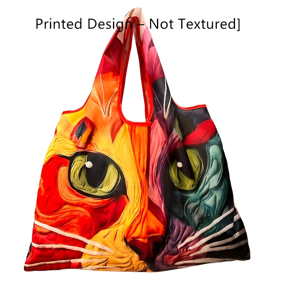 TEMU Printed Design Not Textured 1pc Large-capacity Travel Tote Bag With Oil Painting Print, Dopamine Trend Print. Unisex Design, Suitable For Yoga,