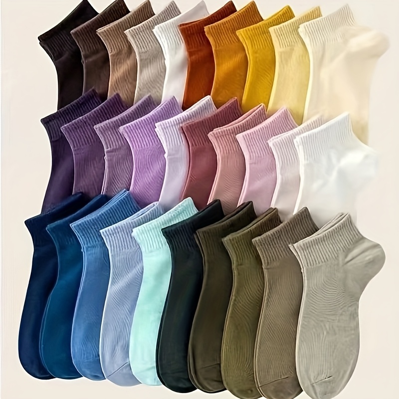 E-shop Zufällige 20 Paar neue Socken aus Vorrat, versandt als Paar, Frühling Sommer, einfarbig, kurze Socken, flache Naht, unsichtbar, niedrig