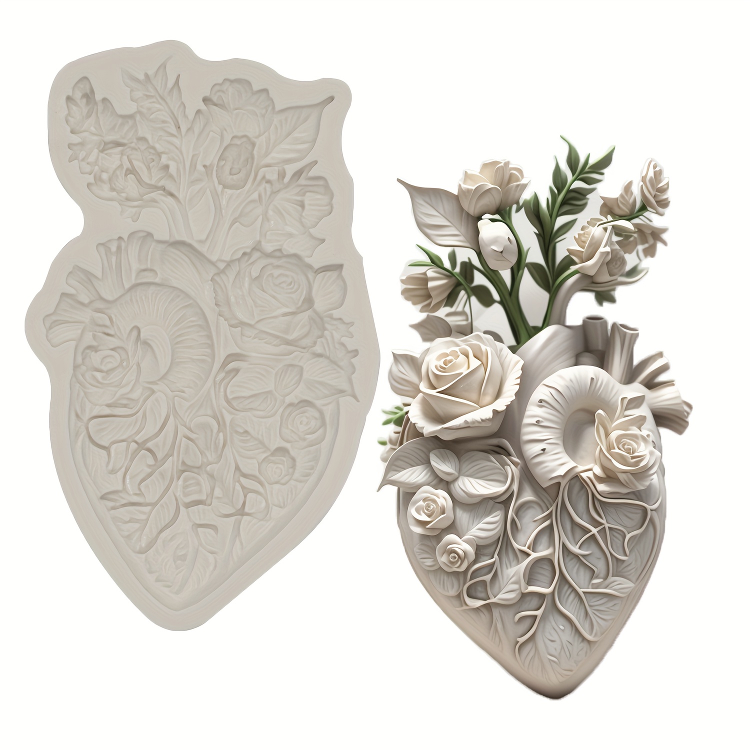 

Seas Embroidery Heart & Floral Silicone Mold For Cake Decorating, Chocolate, And Resin Art - Diy Jewelry Crafting Tool Silicone Molds For Resin Jewelry Heart Shaped Beads For Jewelry Making