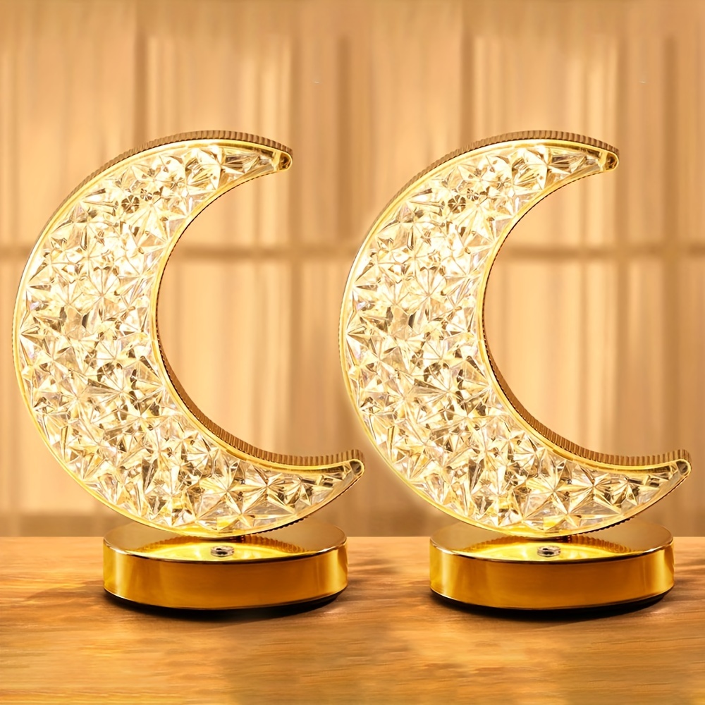 

2pack Moon Lamp, Cute Lamp With 3 Color & , Crystal Lamp Light, Bedroom, Ramadan Christmas Decorations