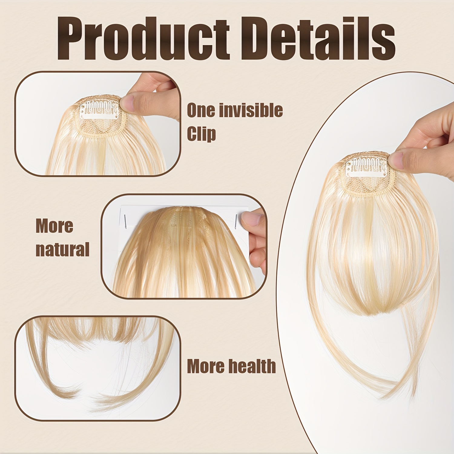 womens synthetic straight hair clip in air bangs light invisible hairpiece with   heat resistant wig accessory   and suitable for   collection details 14