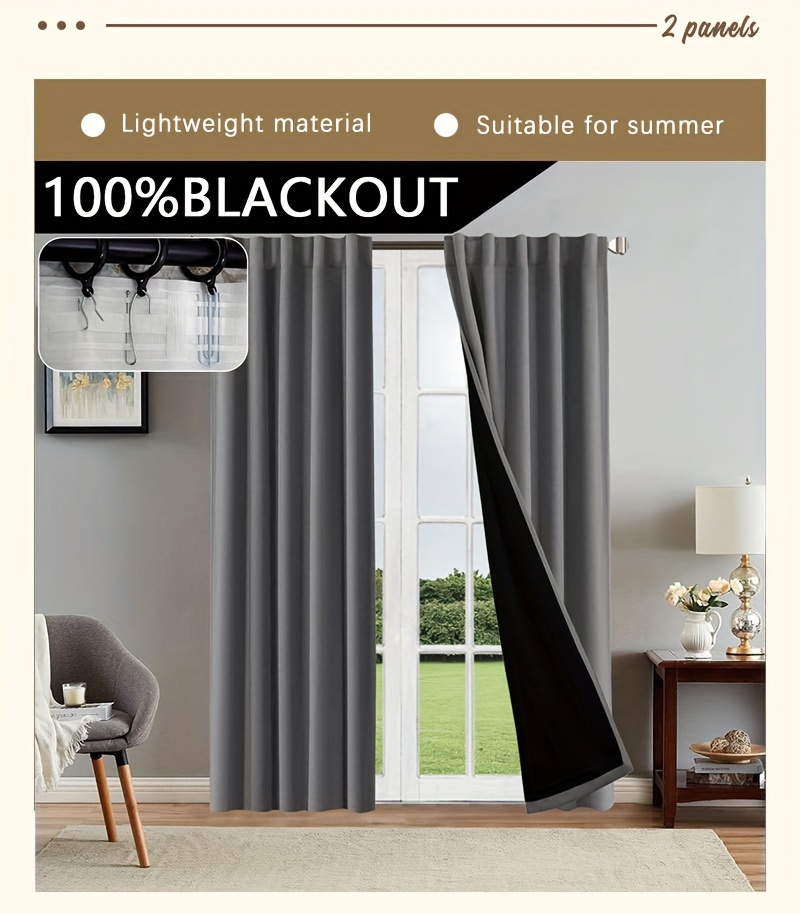 2pcs modern blackout curtains thermal insulated twill weave polyester noise reduction light blocking for living room bedroom study hook   pocket hanging     theme details 13