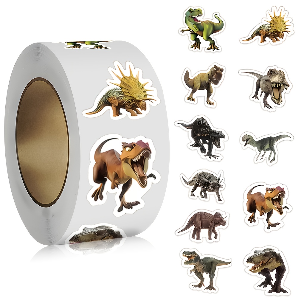 Image of 500pcs Roll Dinosaur Stickers For - 50+ Dino With , , Velociraptor, Pterodactyl - Party Favors, Supplies, Scrapbooking, Gift Wrapping Labels (irregular Shapes)