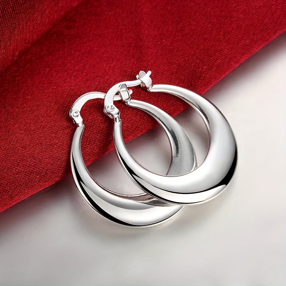 TEMU A Pair Of 925 Sterling Silvery Hypoallergenic Earrings - Elegant Classic Daily Party Accessories, 925 Sterling Silvery Earrings - Suitable For