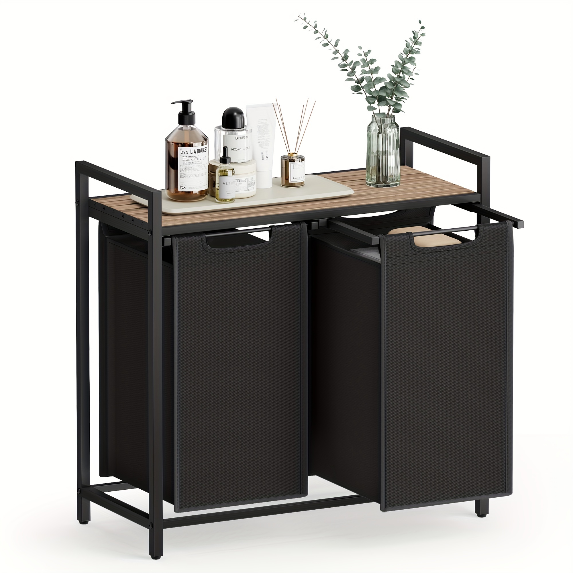 laundry basket with shelf 2 compartments laundry hamper 94l   laundry bag metal frame for laundry room bedroom shelf baskets