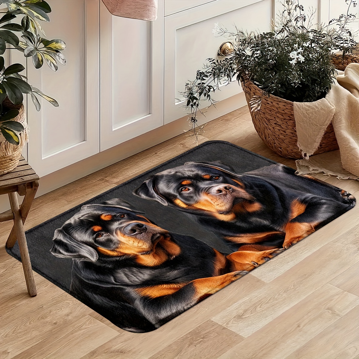 Adorable Rottweiler Dog Indoor Doormat For Entryway, Front Doors And Indoor