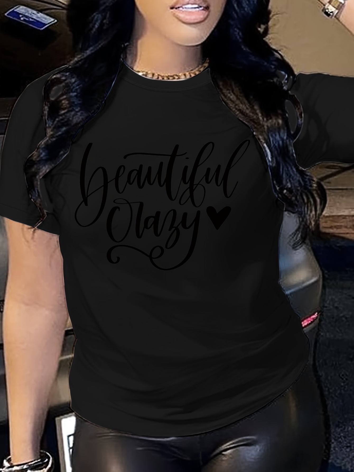 Letter Print T-shirt, Short Sleeve Crew Neck Casual Top For Summer & Spring, Women's Clothing