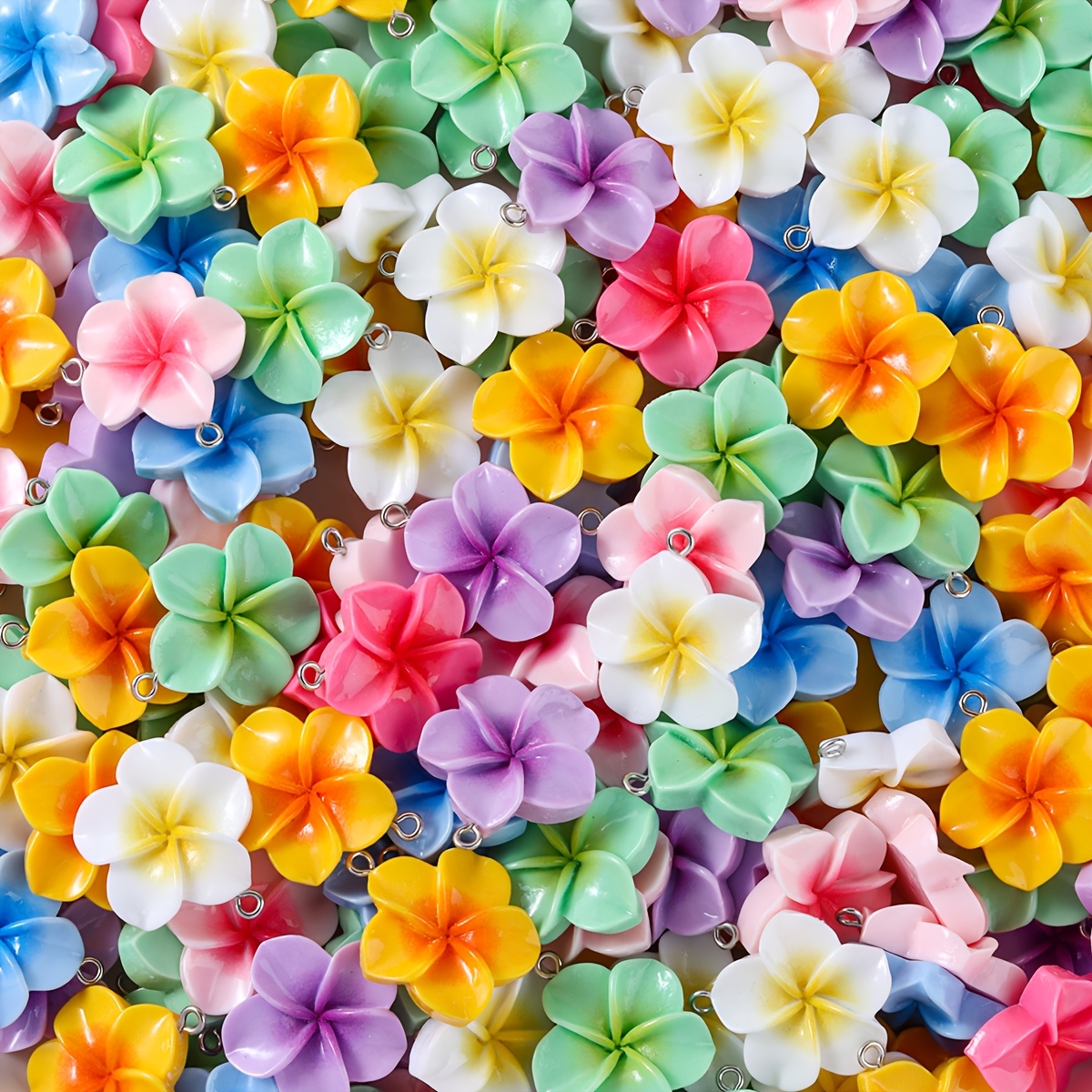 

20pcs Vibrant Resin Flower Charms - Assorted Summer Floral Pendants For Making, Necklaces, Earrings, And Crafts Accessories