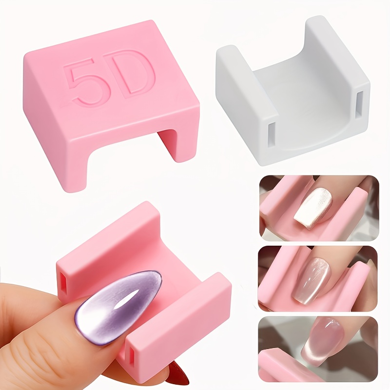 1pc 5d cat eye nail art magnetic tool non slip finger sleeves with strong magnets multiple colors   pink   supplies for hobby nail artists create cat eye nail effects without skills
