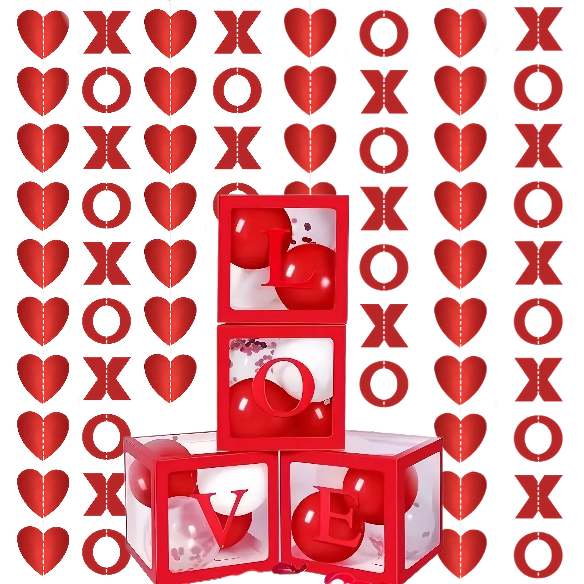 

10pcs Valentine's Day Party Decorations, Red Heart & Garland, Love , Paper Craft Supplies, With No Electricity Needed For Wedding, Bridal Shower, Birthday & Anniversary