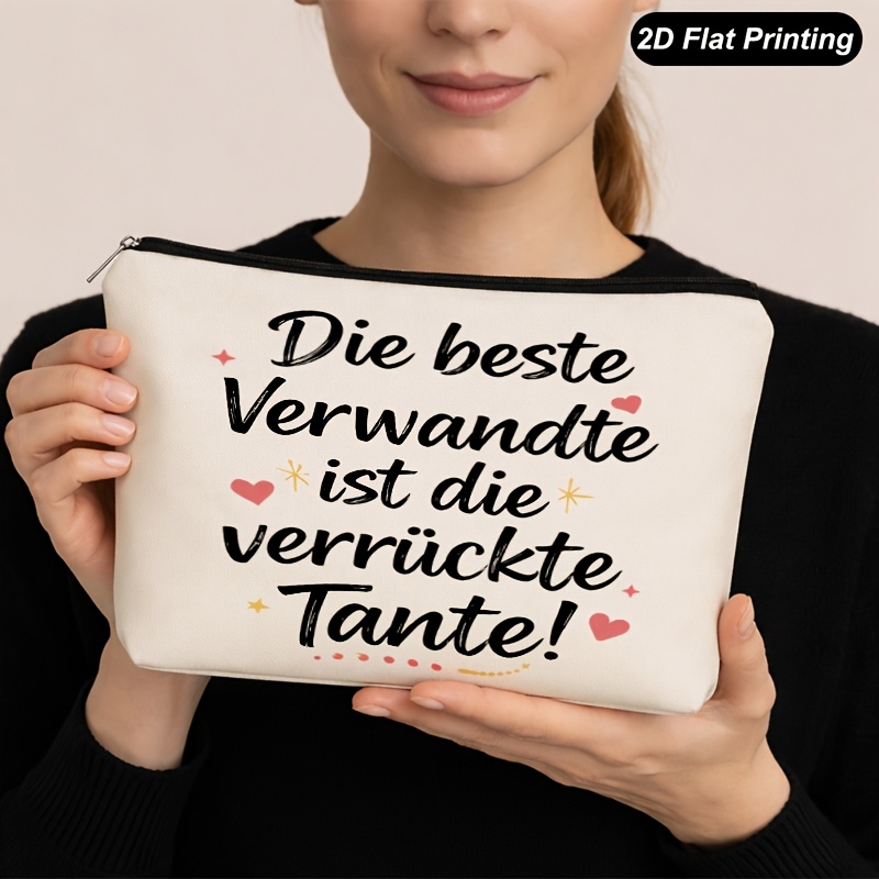 E-shop Damen-Kosmetiktasche mit „Verrückte Tante“-Thema – Doppelseitige Kosmetik- & Kulturbeutel mit Reißverschluss, mehrfarbig, geeignet für Reisen,