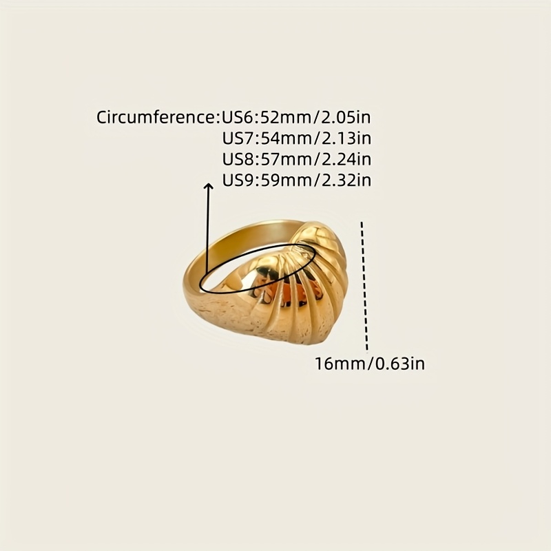 18K Gold Plated Heart Ring with Leaf Design - Stainless Steel Accessory