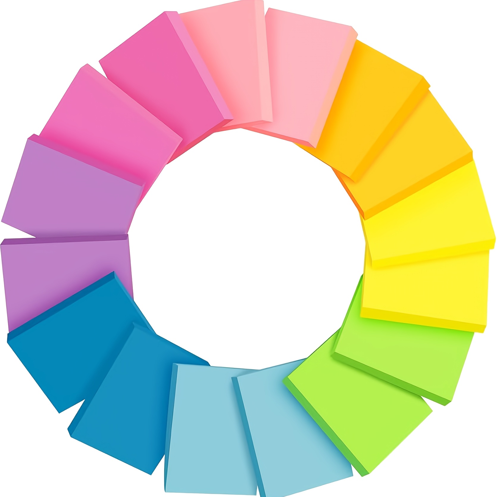TEMU 8-packs/16-packs Multicolor 38 X 50mm Fluorescent Self-adhesive Notes, Message Stickers, School Supplies, Back-to-school Essentials