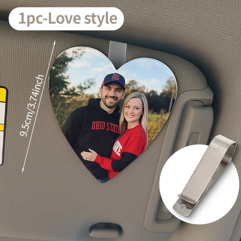 TEMU 1pc [customizable] 2d Flat Customizable Car Sun Visor Photo Clip, Personalized Photo Frame, Ideal Gift For Couples Or Pet Owners, Car Interior