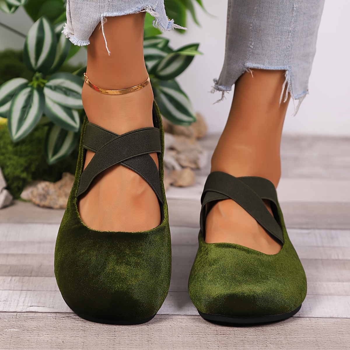Solid Color Women's Plush Low-cut Elastic Round-toe Flat Shoes, Suitable For Work, Casual, Vacation, And , Women Shoes Elegant Women Shoes Shoes