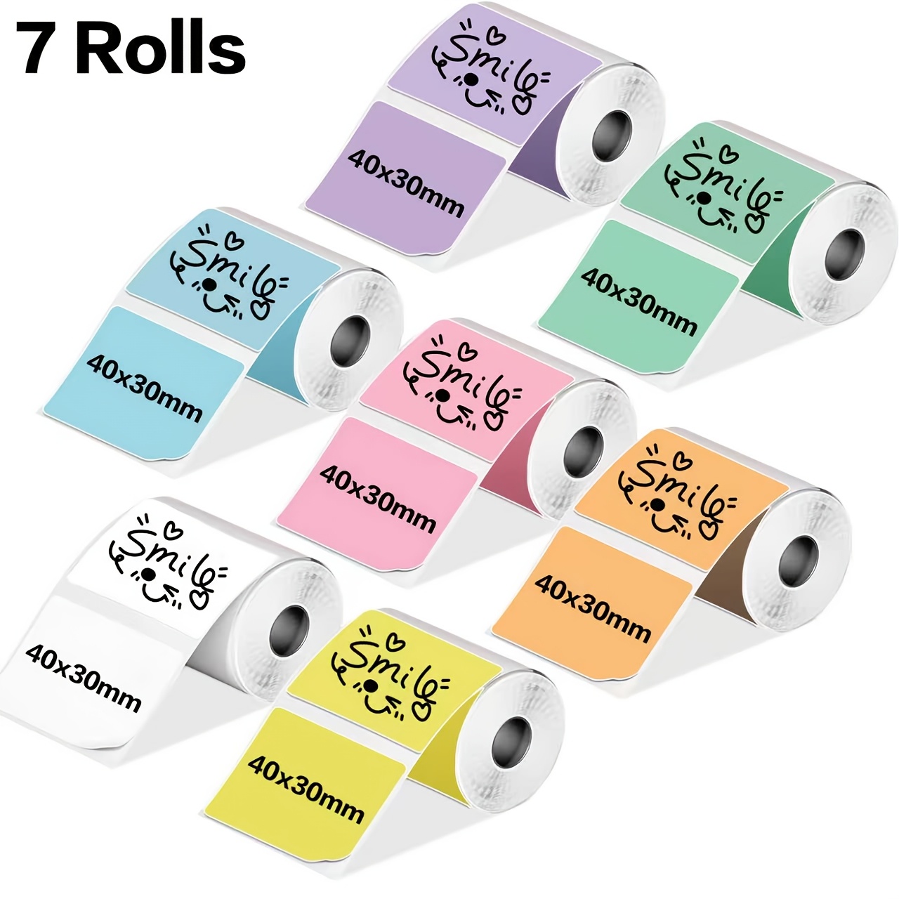 TEMU Paquete de 7/14 rollos de papel térmico para etiquetas compatible con impresoras de etiquetas P50, B21, M110 - Papel térmico de color adecuado
