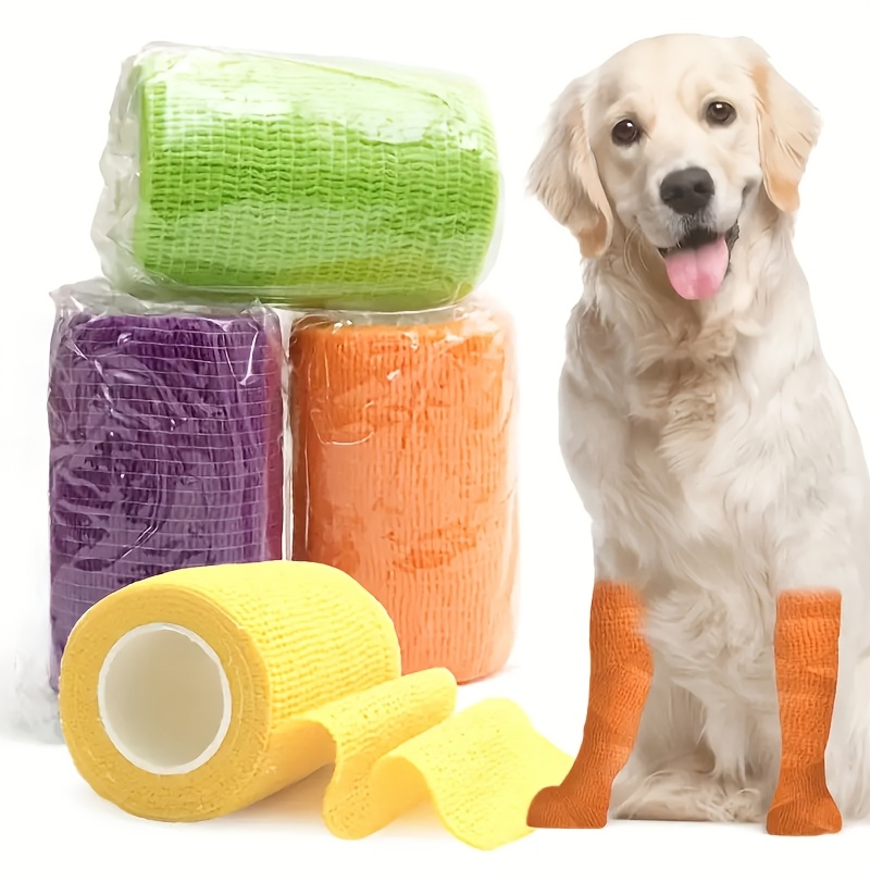 5 Rolls/set, 7.5cm Wide Pet Bandages, Breathable Non-woven Fabric, Dog Wrapping Bandages for Dog Walks, Shoe Covers, Leg Bindings for Dirt and Slip Prevention, Pet Claw Covers for Indoor Floor Protection, Suitable for All Dog Sizes