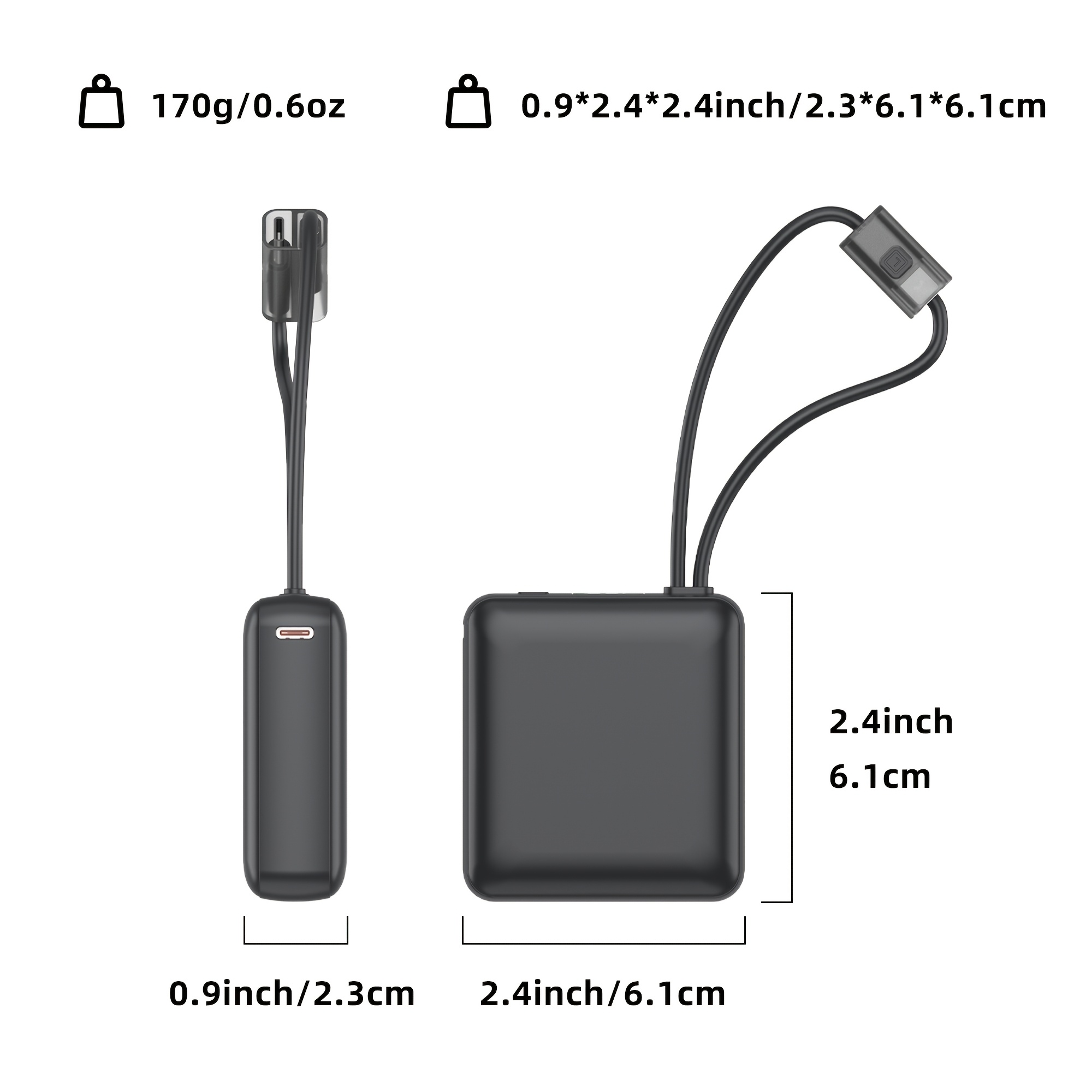 TEMU Mini batterie externe 10000 mAh, charge rapide 22,5 W avec câbles et écran LED, chargeur de voyage portable compatible avec iPhone, Samsung et