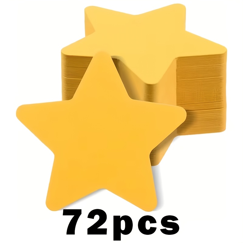TEMU 72pcs Of Star-shaped Cardstock, Star-shaped Cutouts, Large 3.9-inch Five-pointed Star Patterns. Suitable For Classrooms, Parties, Weddings,